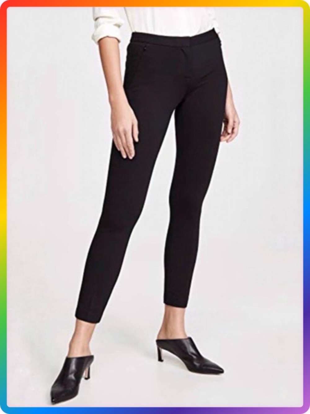 Kobi Halperin High Rise Ankle Pants SIZE 12 Black Slim Ponte Trouser NWOT